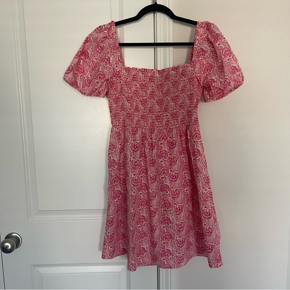 J.Crew Puff Sleeve Smocked Mini Dress Dandelion Swirl Size Medium - Picture 3 of 8